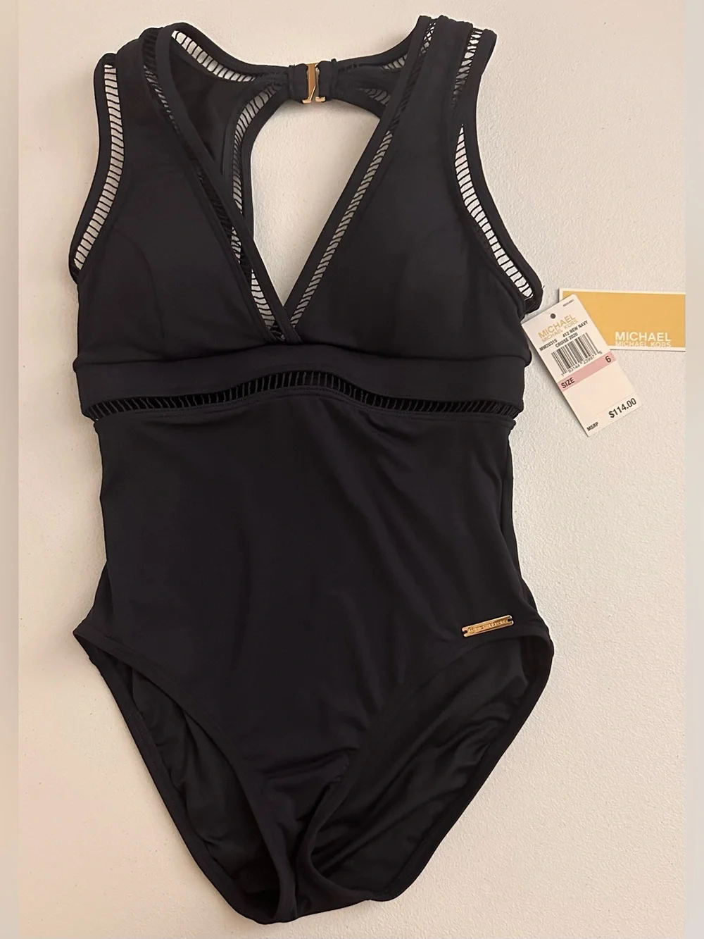 MICHAEL Michael Kors One-Piece Swim Suit with Mesh Trim size 6